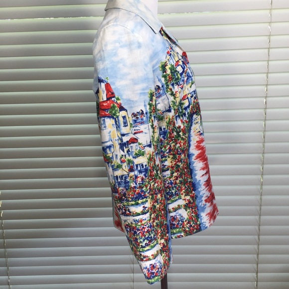 Beautiful Colorful Lined Linen Blend Jacket - Picture 6 of 8